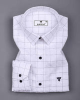 Flour White With Black Check Premium Giza Shirt