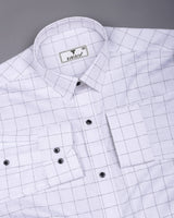 Flour White With Black Check Premium Giza Shirt