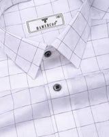 Flour White With Black Check Premium Giza Shirt
