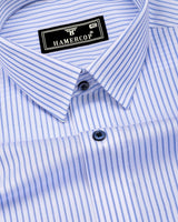 Airforce Blue With White Stripe Giza Cotton Shirt