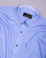 Oberon Blue With White Pencil Stripe Designer Cotton Shirt