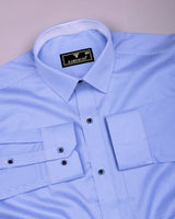 Oberon Blue With White Pencil Stripe Designer Cotton Shirt