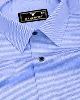 Oberon Blue With White Pencil Stripe Designer Cotton Shirt