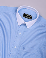 Skyblue With White Stripe Cotton Designer Shirt