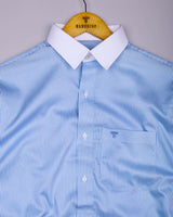Skyblue With White Stripe Cotton Designer Shirt