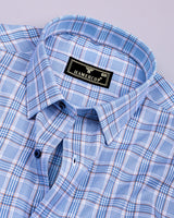 Depths Blue With Cream Check Premium Giza Cotton Shirt