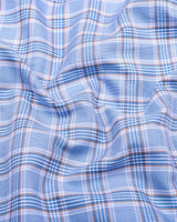 Depths Blue With Cream Check Premium Giza Cotton Shirt