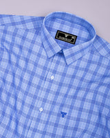 Ferrow Blue Formal Check Premium Cotton Shirt