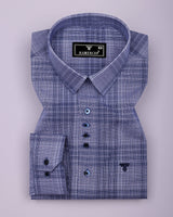 Liberty Blue Check Designer Cotton Shirt