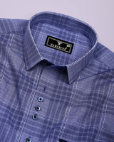 Liberty Blue Check Designer Cotton Shirt