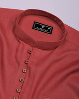 Libra Red Solid Linen Cotton Shirt Style Kurta