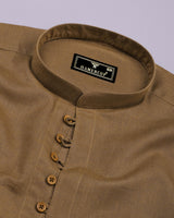 Libra Brown Solid Linen Cotton Shirt Style Kurta