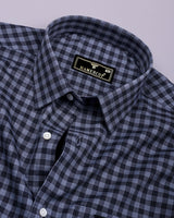Rich Black With Gray Houndstooth Check Formal Cotton Shirt