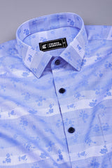 Lavender floral printed jacquard cotton shirt