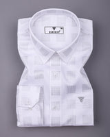 Elfen White With Silver Glitter Box Printed Cotton Shirt