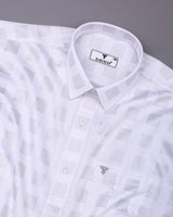 Elfen White With Silver Glitter Box Printed Cotton Shirt