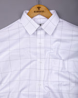 Alvix White With Black Check Premium Giza Shirt