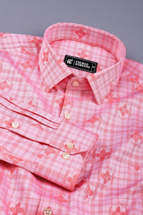 Marmalade orange twill pattern floral printed cotton shirt