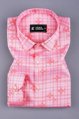 Marmalade orange twill pattern floral printed cotton shirt