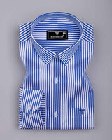Flaro Blue With White Stripe Cotton Shirt