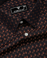 Zorin Dark Brown With Gold Jacquard Check Giza Shirt