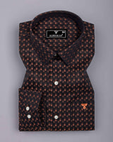 Zorin Dark Brown With Gold Jacquard Check Giza Shirt