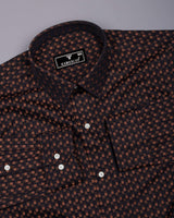 Zorin Dark Brown With Gold Jacquard Check Giza Shirt
