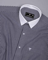 Angola Slate Blue With White Stripe Premium Cotton Designer Shirt