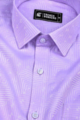 Purple maze pattren floral printed jacquard cotton shirt