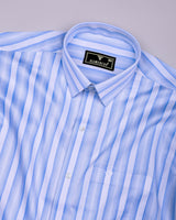 Hawaii Blue With White Stripe Premium Giza Cotton Shirt