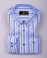 Grafita Blue With White Stripe Oxford Cotton Shirt
