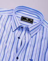 Grafita Blue With White Stripe Oxford Cotton Shirt