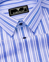 Grafita Blue With White Stripe Oxford Cotton Shirt