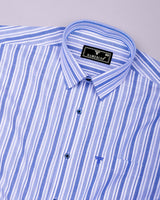 Grafita Blue With White Stripe Oxford Cotton Shirt