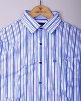 Grafita Blue With White Stripe Oxford Cotton Shirt