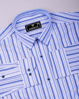Grafita Blue With White Stripe Oxford Cotton Shirt