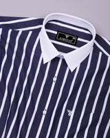 Cidon Blue With White Stripe Designer Cotton Shirt