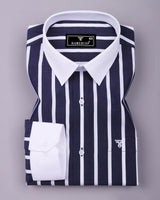 Cidon Blue With White Stripe Designer Cotton Shirt