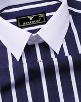 Cidon Blue With White Stripe Designer Cotton Shirt