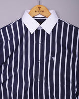 Cidon Blue With White Stripe Designer Cotton Shirt
