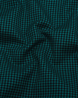 Lolo Teal Green With White Small Check Oxford Cotton Shirt
