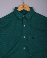 Lolo Teal Green With White Small Check Oxford Cotton Shirt