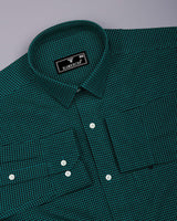 Lolo Teal Green With White Small Check Oxford Cotton Shirt