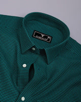 Lolo Teal Green With White Small Check Oxford Cotton Shirt
