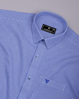 Lolo Navy Blue With White Small Check Oxford Cotton Shirt