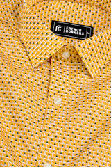 Yellow with white printed cotton shirt