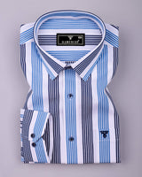 Standy Blue With White Stripe Cotton Shirt