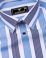 Standy Blue With White Stripe Cotton Shirt
