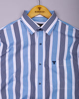 Standy Blue With White Stripe Cotton Shirt