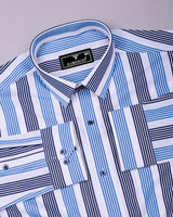 Standy Blue With White Stripe Cotton Shirt